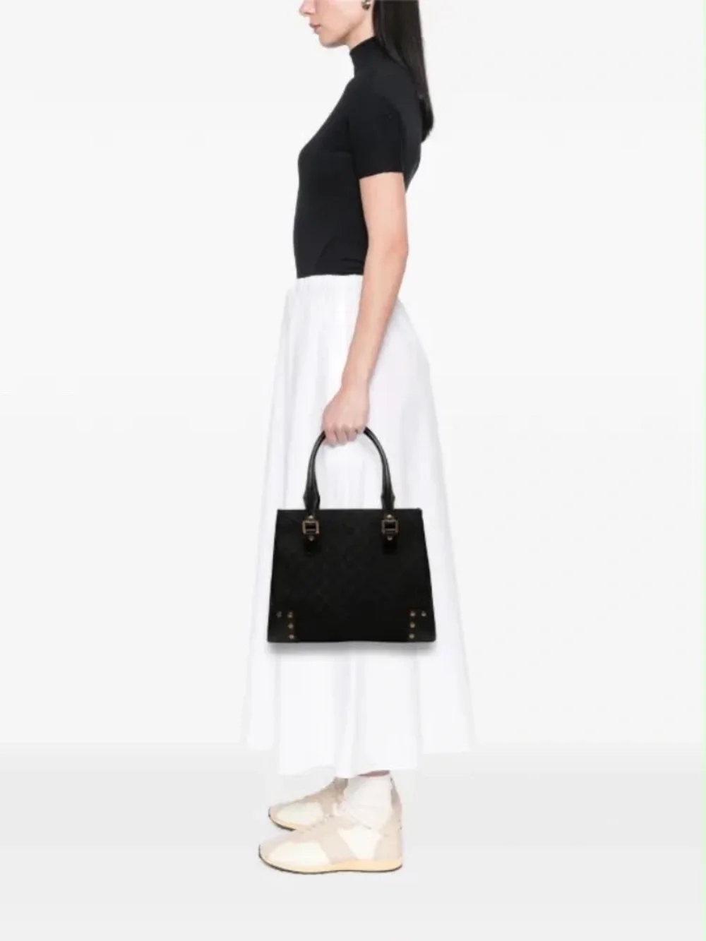 Authentic Gucci GG Canvas Nailhead Tote Black